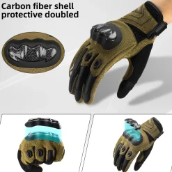ROCKBROS Touchscreen Motorcycle Gloves, Full Finger Gear with Hard Carbon Fiber Shell
