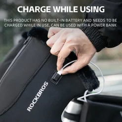 ROCKBROS USB Charging Heated Winter Handlebar Mittens for Winter Cycling