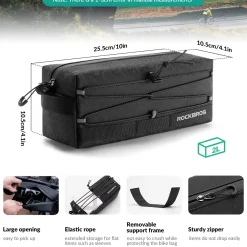 ROCKBROS Waterproof Bike Handlebar Bag Front Frame Storage Bag with Shoulder Strap