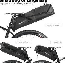 ROCKBROS Waterproof Bikepacking Saddle Bag 14L Adjustable Capacity Easy Install