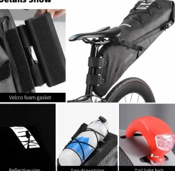 ROCKBROS Waterproof Bikepacking Saddle Bag 14L Adjustable Capacity Easy Install