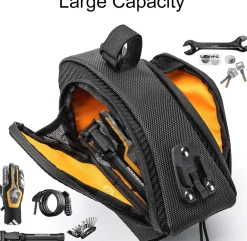 ROCKBROS Waterproof Bike Saddle Bag with Water Bottle Holder