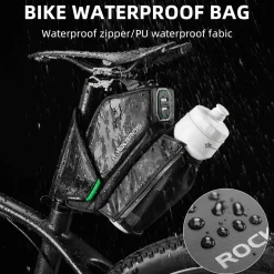 ROCKBROS Waterproof Bike Saddle Bag with Water Bottle Holder