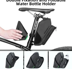 ROCKBROS Waterproof Bike Saddle Bag with Water Bottle Holder