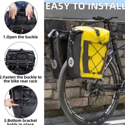 ROCKBROS Waterproof 27L Large Capacity Bike Rear Rack Bicycle Pannier Bag Waterproof