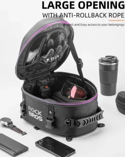 ROCKBROS Waterproof Tail Motorcycle Tail Rear Seat Bag 12.5L Storage Backpacks Hard Shell