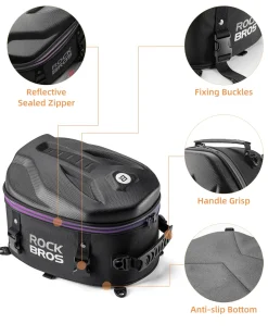 ROCKBROS Waterproof Tail Motorcycle Tail Rear Seat Bag 12.5L Storage Backpacks Hard Shell