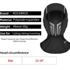 ROCKBROS Windproof Winter Fleece Balaclava for Men - Ski, Cycling, Motorcycle Mask