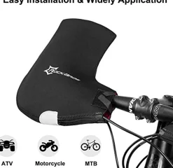 ROCKBROS Winter Bike Handlebar Mittens - Windproof Thermal Pogies for MTB
