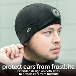 ROCKBROS Winter Bike Skull Cap Thermal Cycling Helmet Liner Headwear with Light