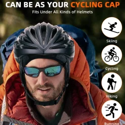 ROCKBROS Winter Cycling Caps for Men Women Windproof Hat with Sun Visor Under Helmet Liner