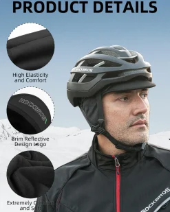 ROCKBROS Winter Cycling Caps for Men Women Windproof Hat with Sun Visor Under Helmet Liner