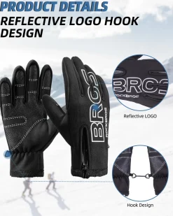 ROCKBROS Winter Cycling Gloves, Water-Resistant, Touch Screen, Anti-Slip Full Finger Gloves