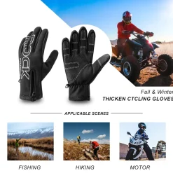 ROCKBROS Winter Cycling Gloves, Water-Resistant, Touch Screen, Anti-Slip Full Finger Gloves