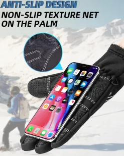 ROCKBROS Winter Cycling Gloves, Water-Resistant, Touch Screen, Anti-Slip Full Finger Gloves