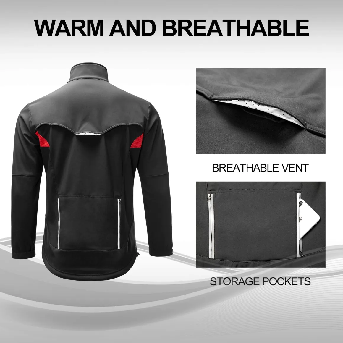 ROCKBROS Winter Cycling Jacket Thermal Fleece Windproof Jacket Running Biking Hiking