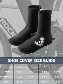 ROCKBROS Winter Cycling Shoe Covers, Thermal Windproof, Water-Resistant Overshoes