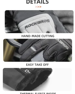 ROCKBROS Winter Cycling Thermal Running Ski Touchscreen Snow Gloves for Outdoor Sports