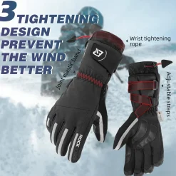 ROCKBROS Winter Ski Gloves Waterproof 3M Thinsulate Touch Screen Thermal Gloves for Men Women