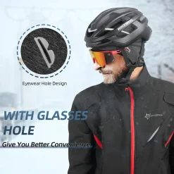 ROCKBROS Winter Skull Cap Helmet Liner, Thermal Cycling Beanie with Glasses Holes