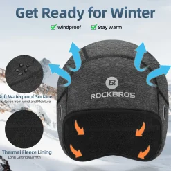 ROCKBROS Winter Skull Cap Helmet Liner, Thermal Cycling Beanie with Glasses Holes
