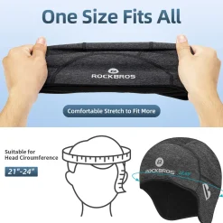 ROCKBROS Winter Skull Cap Helmet Liner, Thermal Cycling Beanie with Glasses Holes