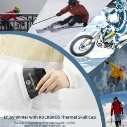 ROCKBROS Winter Skull Cap Helmet Liner, Thermal Cycling Beanie with Glasses Holes