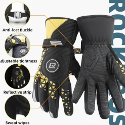ROCKBROS Winter Thermal Cycling Warm Windproof Anti-Slip Gloves Touchscreen for Men Women