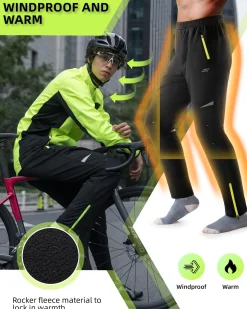 ROCKBROS Winter Thermal Tights Windproof Bike Cycling Pants for Running Outdoor Hiking Gear