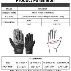 ROCKBROS Winter Touchscreen Motorcycle Gloves with Palm Padding & Knuckle Protection