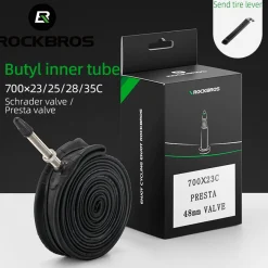 ROCKBROS 700X23/25/28/35C Road Bike Inner Tube 48mm Presta/Schrader Valve High Self Sealing Butyl Rubber
