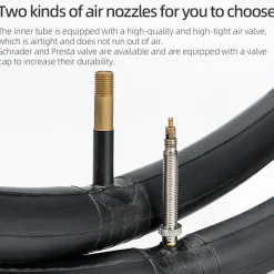 ROCKBROS 700X23/25/28/35C Road Bike Inner Tube 48mm Presta/Schrader Valve High Self Sealing Butyl Rubber
