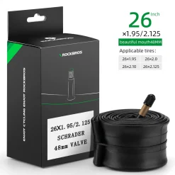 ROCKBROS 26'/27.5'X1.95/2.125 Mountain Bike Inner Tube 48mm Presta/Schrader Valve High Self Sealing Butyl Rubber