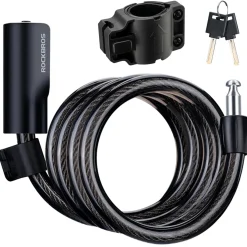 ROCKRBOS Bike Cable Lock with Key, ABS Lock Shell, 2 Keys & 1 Mount Bracket