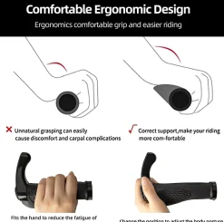 Single Lock-on Bike Grips Ergonomic Non-Slip Rubber