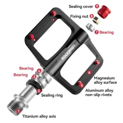 Titanium Axle & Magnesium Alloy 3-Bearing Bike Pedals
