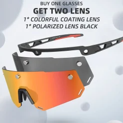 Unisex Polarized Cycling Glasses with 2 Replaceable Lenses