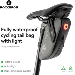 Waterproof Bicycle Tail Bag with Smart Light 0.8L