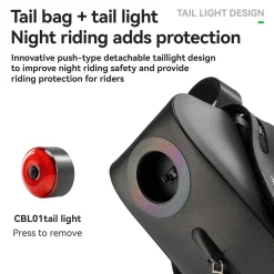 Waterproof Bicycle Tail Bag with Smart Light 0.8L