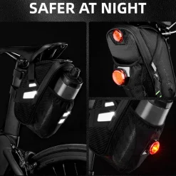 Waterproof Bike Saddle Bag with Bottle Holder