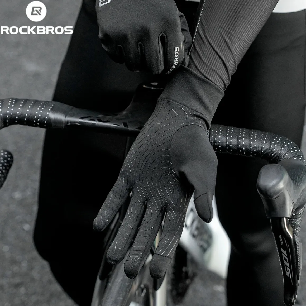 Winter Cycling Gloves Windproof Touch Screen Non-Slip Fleece Lined